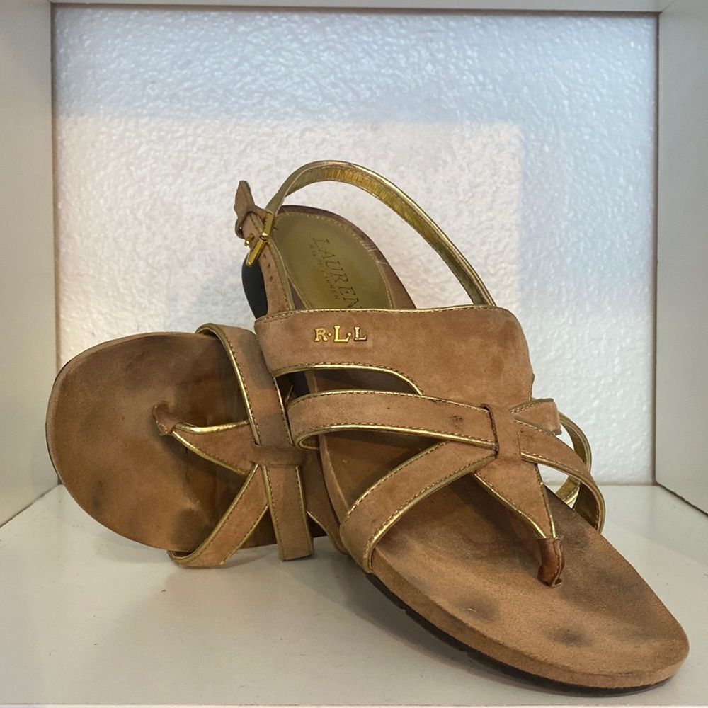 Lauren By Ralph Women's Lindsay Suede Thong Strappy Sandals